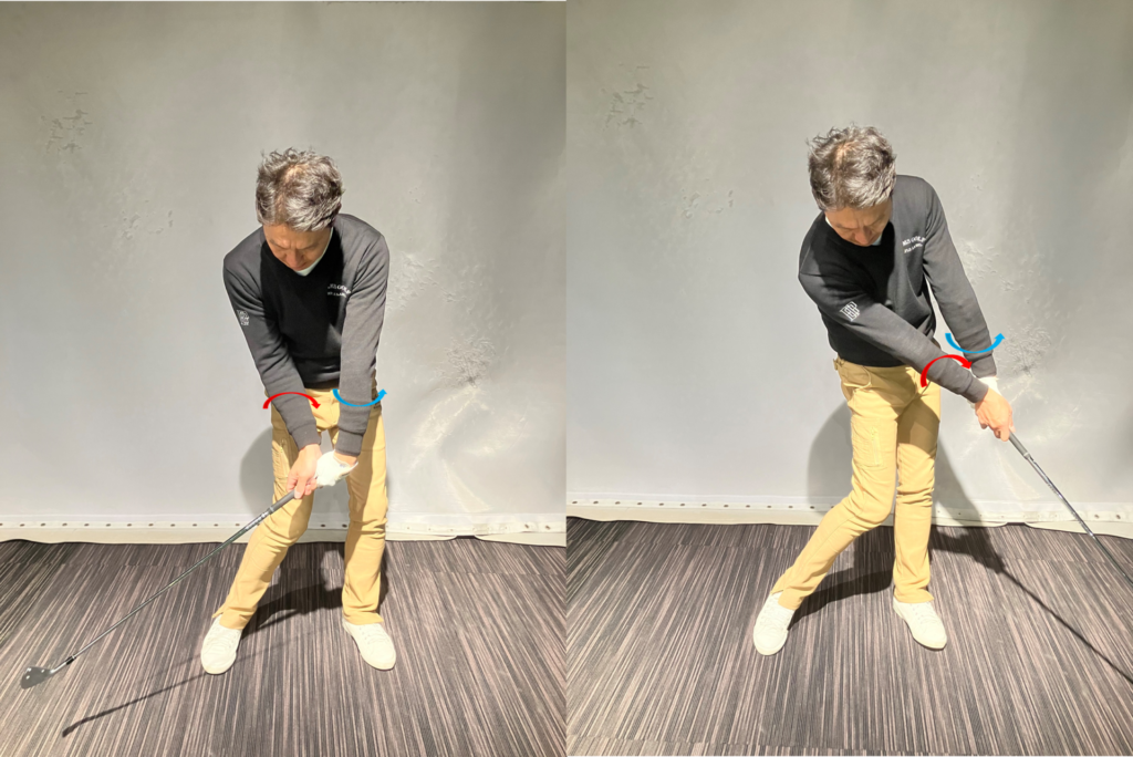 ゴルフスイング 腕のローテーション画像