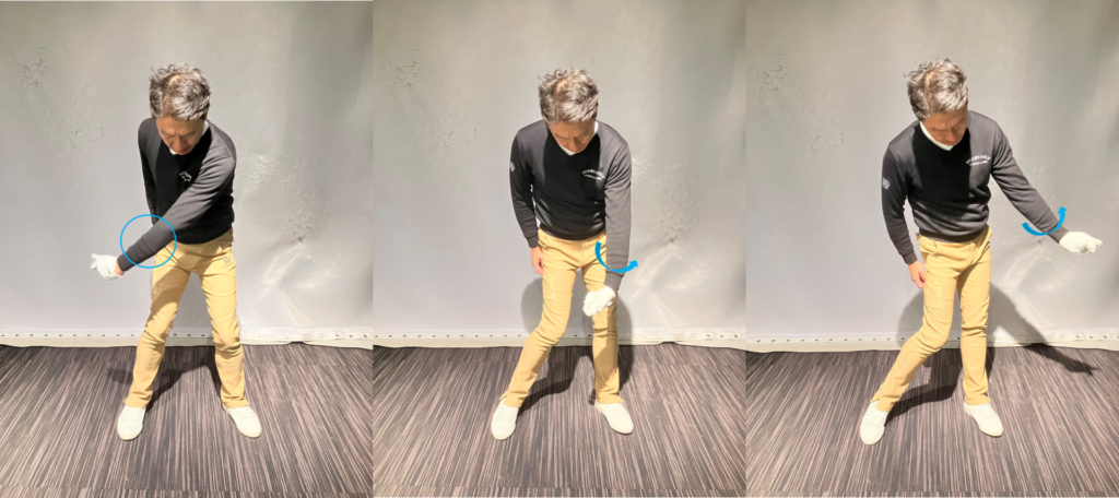 ゴルフスイング 左腕のローテーション画像